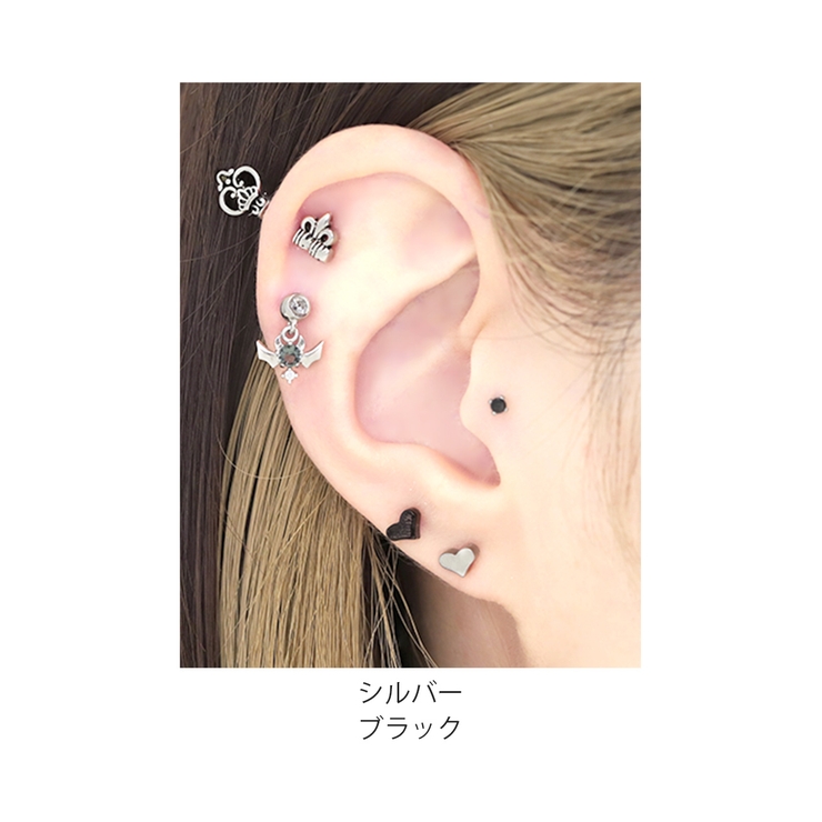 軟骨ピアス ハートキャッチx2ラブレットスタッドx2セット