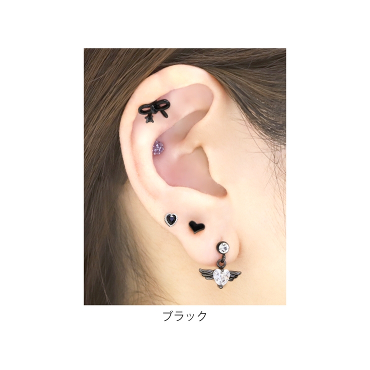 軟骨ピアス ハートキャッチx2ラブレットスタッドx2セット