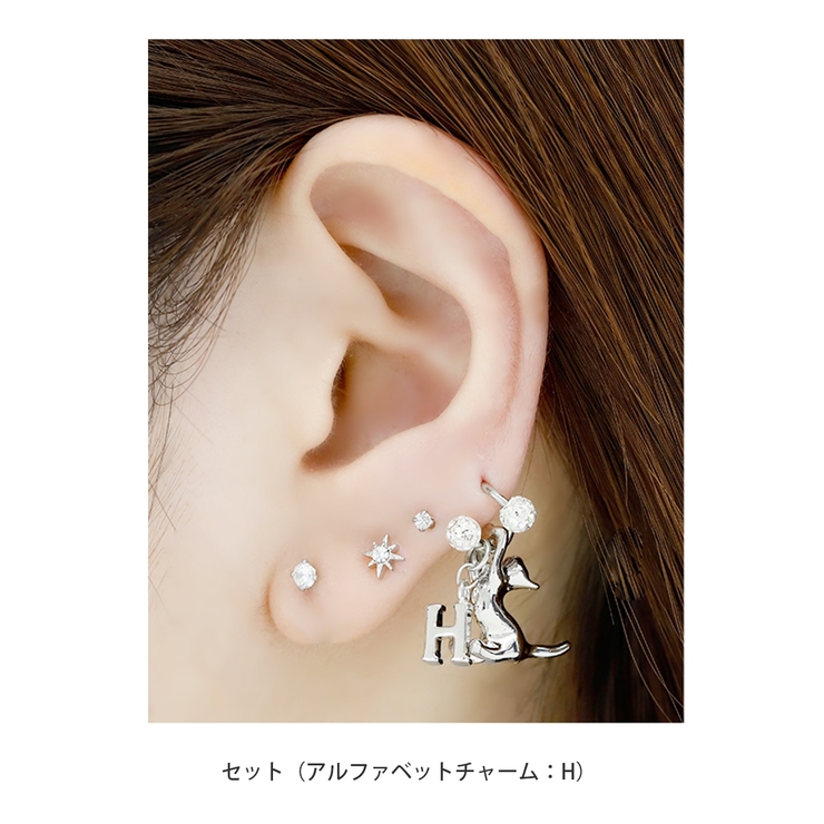 軟骨ピアス スパイラルバーベルかわいい猫英字チャーム 片耳用ボディピアス | ボディピアス専門店凛RIN | 詳細画像11 