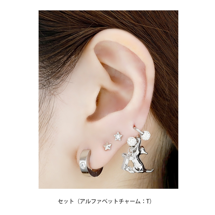 軟骨ピアス スパイラルバーベルかわいい猫英字チャーム 片耳用ボディピアス | ボディピアス専門店凛RIN | 詳細画像12 