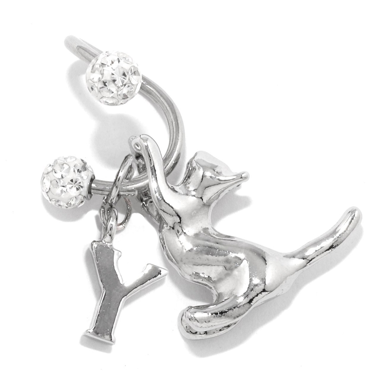 Y | 軟骨ピアス スパイラルバーベルかわいい猫英字チャーム 片耳用ボディピアス | ボディピアス専門店凛RIN