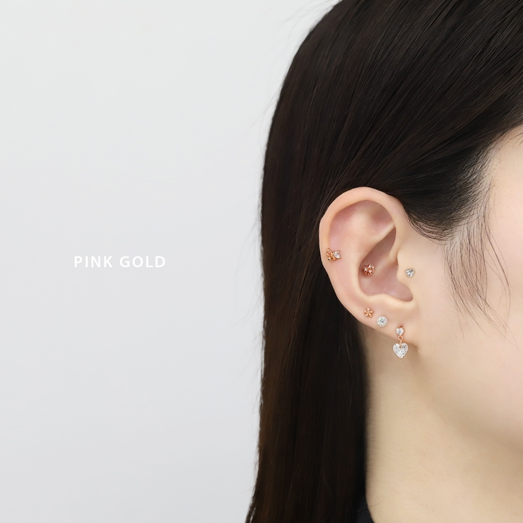 軟骨ピアス ジュエルハート揺れるチャームキュービックジルコニア ボディピアス | ボディピアス専門店凛RIN | 詳細画像4 