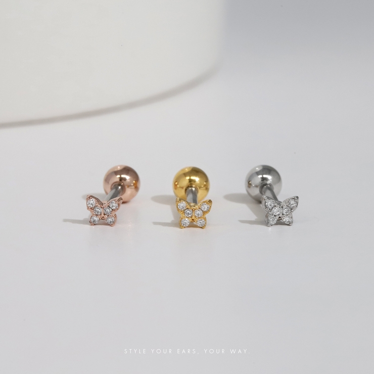 軟骨ピアス 蝶々バタフライかわいいジュエルジルコニア軟骨ピアス ボディピアス | ボディピアス専門店凛RIN | 詳細画像2 