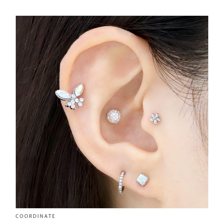 軟骨ピアス 蝶々バタフライジュエルキュービックジルコニアキラキラ ボディピアス | ボディピアス専門店凛RIN | 詳細画像5 