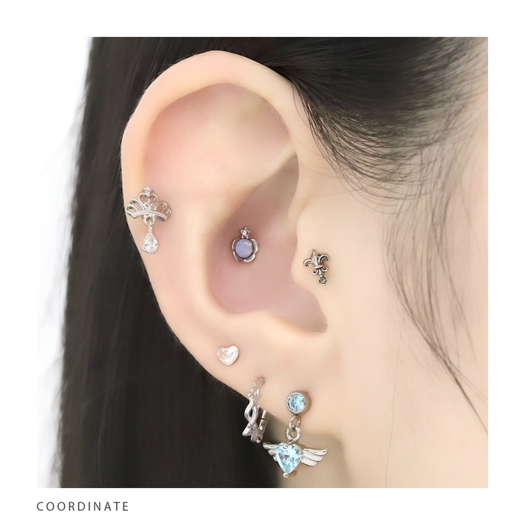 ボディピアス軟骨ピアス プリンセスティアラクラウン ジュエル王冠チャーム付き | ボディピアス専門店凛RIN | 詳細画像4 