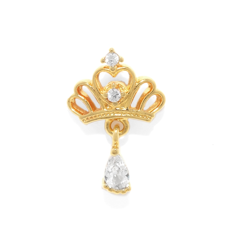 ゴールド | ボディピアス軟骨ピアス プリンセスティアラクラウン ジュエル王冠チャーム付き | ボディピアス専門店凛RIN