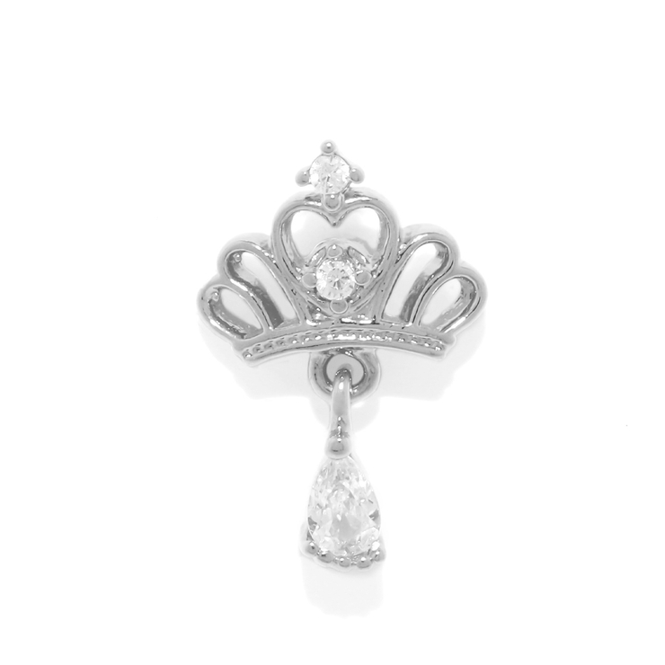 シルバー | ボディピアス軟骨ピアス プリンセスティアラクラウン ジュエル王冠チャーム付き | ボディピアス専門店凛RIN
