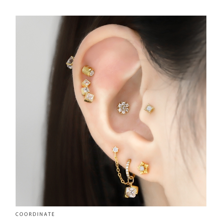 軟骨ピアス ジュエルチェーンチャームきらきらキュービックジルコニア スクエアサー… | ボディピアス専門店凛RIN | 詳細画像7 