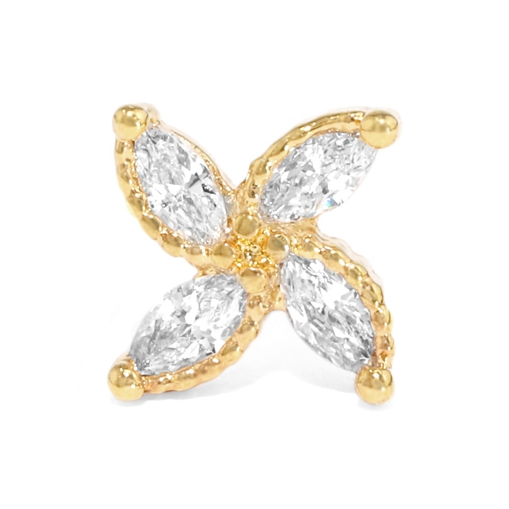 ゴールド | 軟骨ピアス フラワー花ジュエルキュービックジルコニア風車 ボディピアス | ボディピアス専門店凛RIN