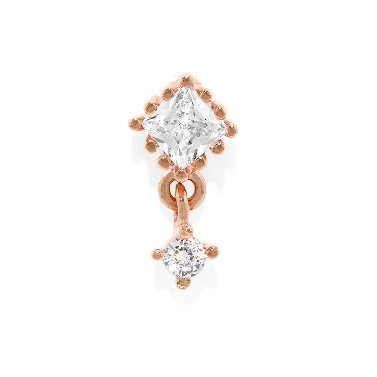 軟骨ピアス ジュエルスクエアチャーム付きキュービック