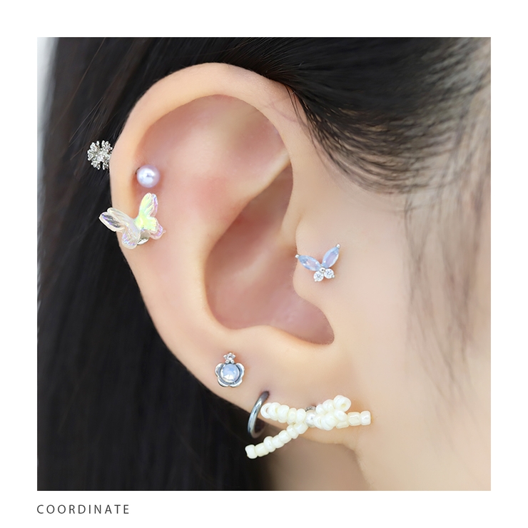 軟骨ピアス かわいい ジュエルフラワー花小さめミルキーカラー | ボディピアス専門店凛RIN | 詳細画像5 