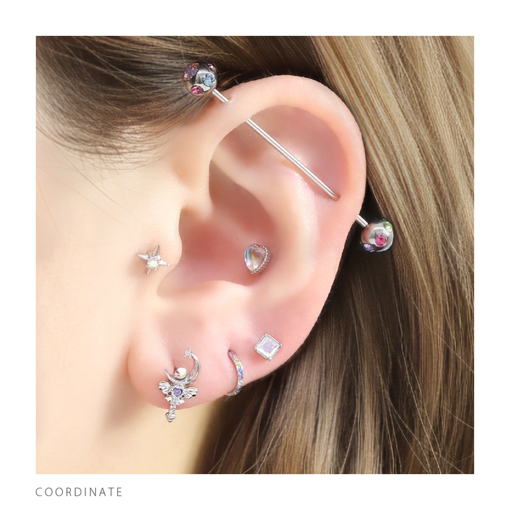 軟骨ピアス ジュエルインダスカラフルロングバーベルカラージュエル ボディピアス | ボディピアス専門店凛RIN | 詳細画像5 
