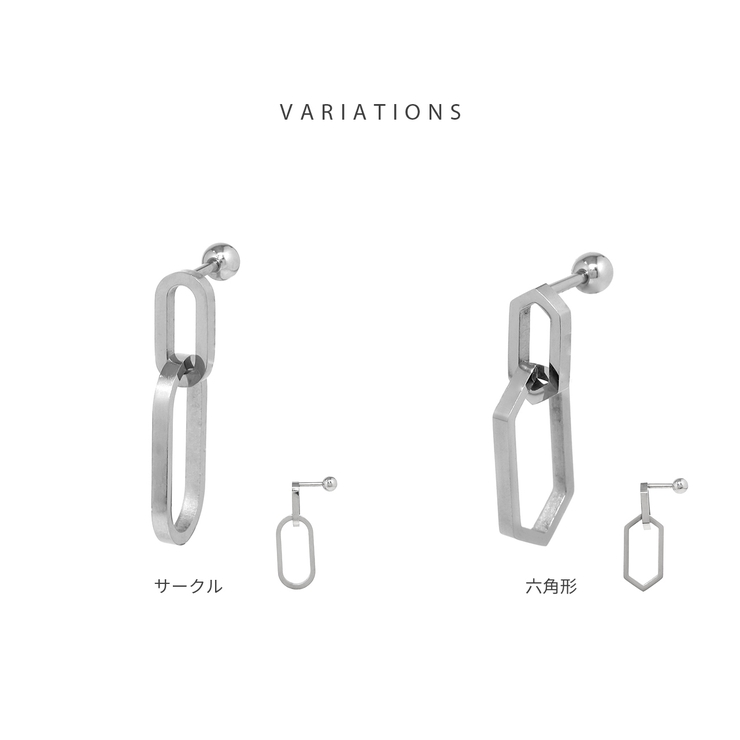 軟骨ピアス 金属アレルギー対応シェイプ揺れるラウンドオーバルヘキサゴン ボディピ… | ボディピアス専門店凛RIN | 詳細画像7 