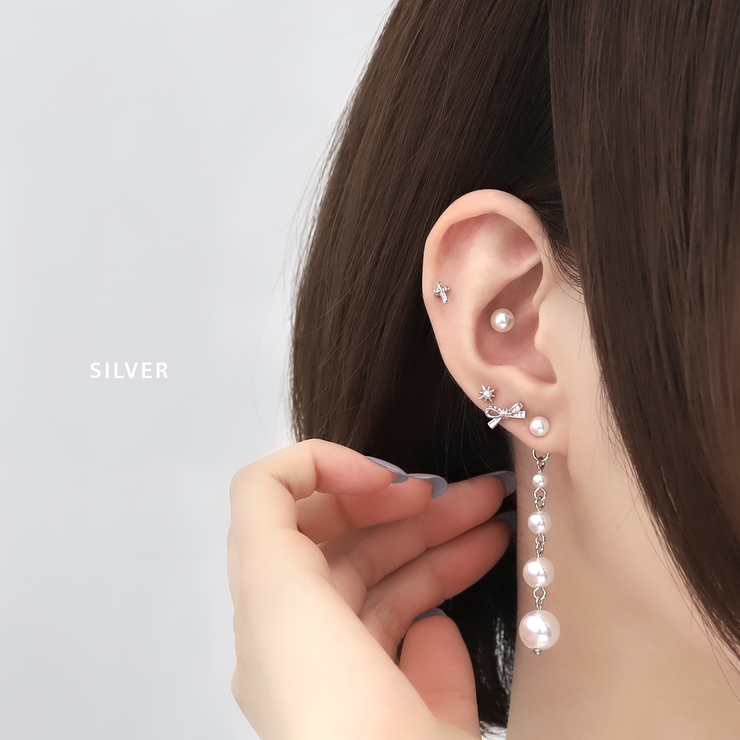 Acne Studios リボン型ピアス 軟骨ピアス リボン小さめ キュートシンプル[品番：RINA0002152