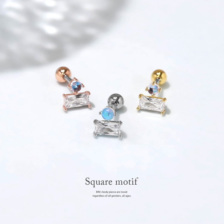 軟骨ピアス スクエアシンプルきれいめキラキラ大人カワイイ ボディピアス | ボディピアス専門店凛RIN | 詳細画像2 