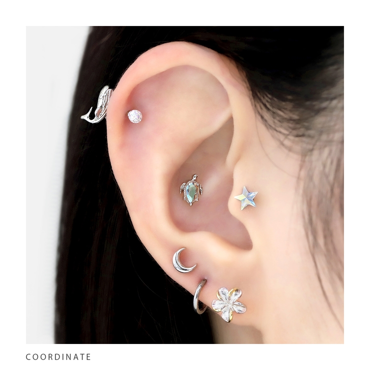 軟骨ピアス ハワイアンホヌウミガメ亀かわいい南国夏 ボディピアス | ボディピアス専門店凛RIN | 詳細画像5 