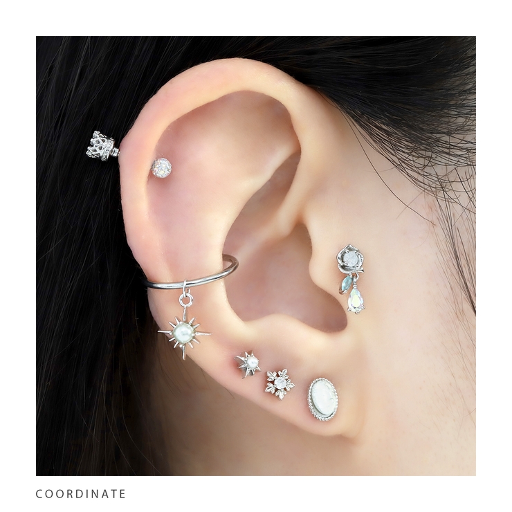 軟骨ピアス かわいいローズ薔薇キュービックジルコニア揺れる ボディピアス | ボディピアス専門店凛RIN | 詳細画像4 