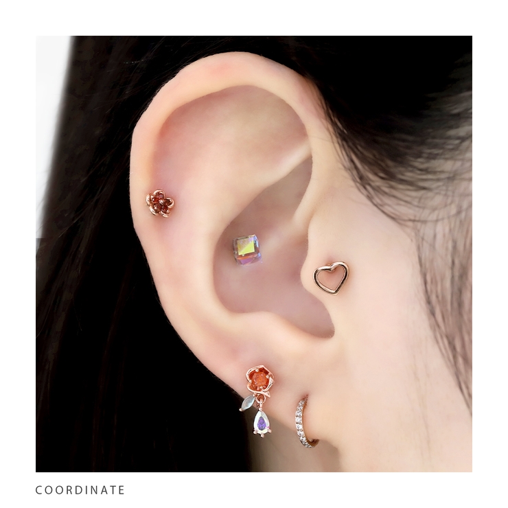 軟骨ピアス かわいいローズ薔薇キュービックジルコニア揺れる ボディピアス | ボディピアス専門店凛RIN | 詳細画像7 