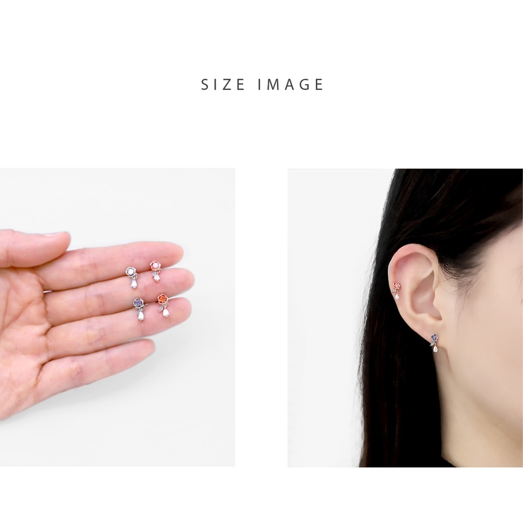 軟骨ピアス かわいいローズ薔薇キュービックジルコニア揺れる ボディピアス | ボディピアス専門店凛RIN | 詳細画像8 