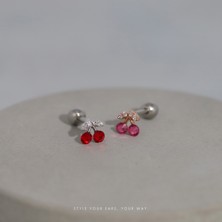 軟骨ピアス さくらんぼチェリージュエルフルーツくだもの果物かわいい ボディピアス | ボディピアス専門店凛RIN | 詳細画像2 