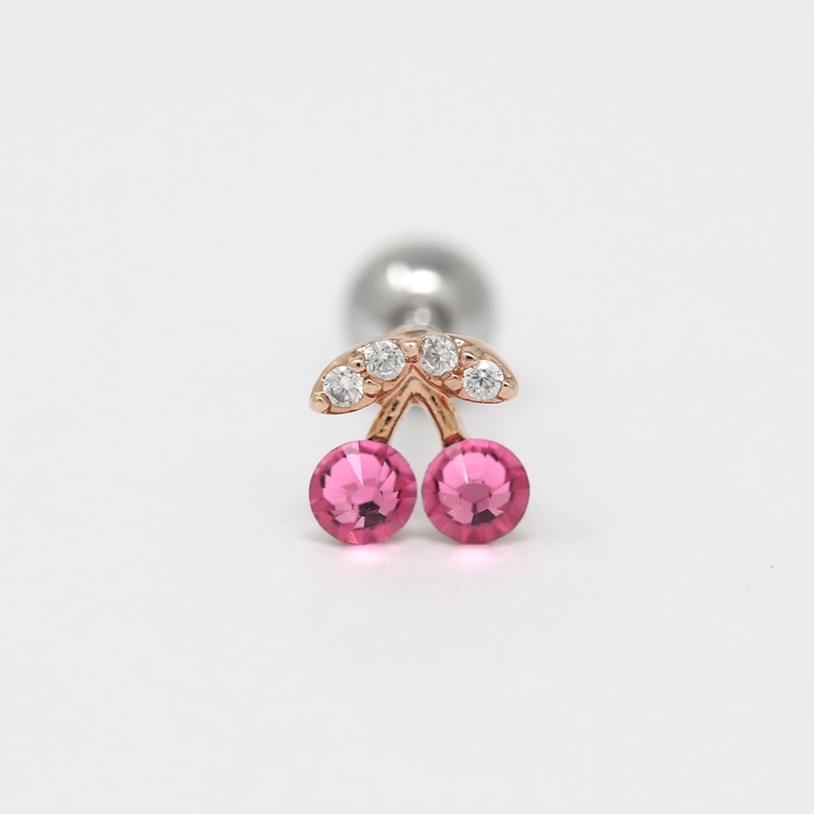 ピンクゴールド | 軟骨ピアス さくらんぼチェリージュエルフルーツくだもの果物かわいい ボディピアス | ボディピアス専門店凛RIN