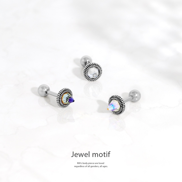 軟骨ピアス ジュエルコーンクリスタルオーロラレインボー三角きらきら