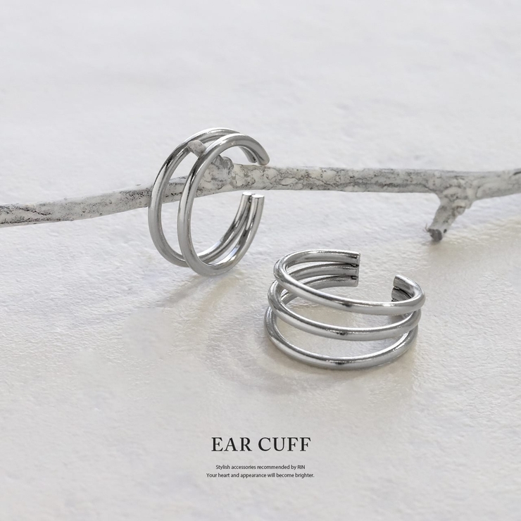 ステンレスイヤリング イヤカフ シルバー2連3連 | ボディピアス専門店凛RIN | 詳細画像2 