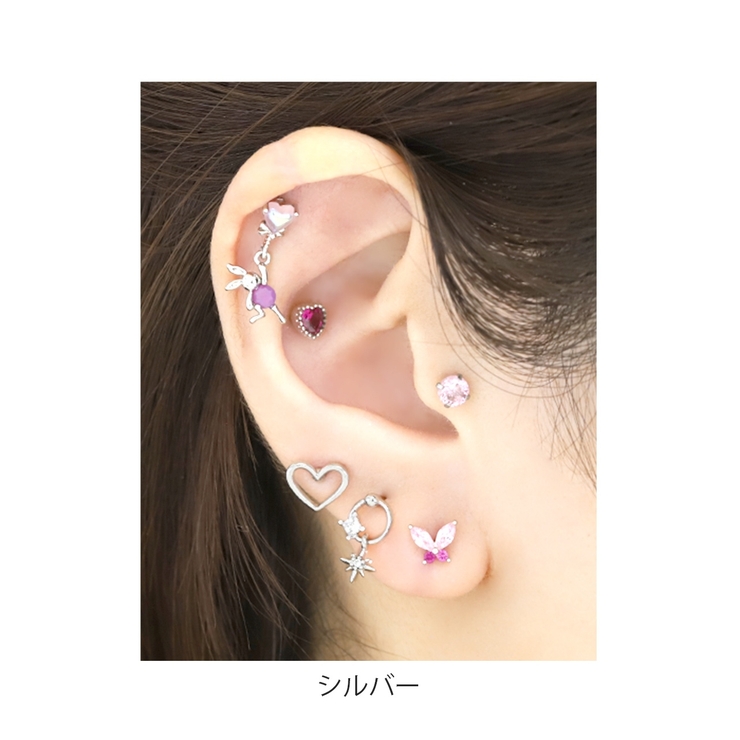 軟骨ピアス バタフライ蝶々ジュエル ストレートバーベル | ボディピアス専門店凛RIN | 詳細画像5 