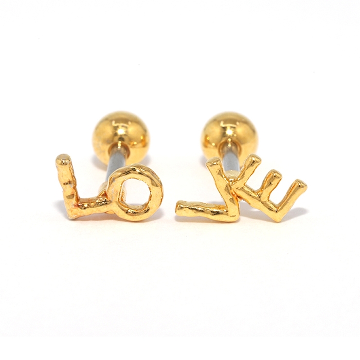 ゴールド | 軟骨ピアス LOVE 文字サイン | ボディピアス専門店凛RIN