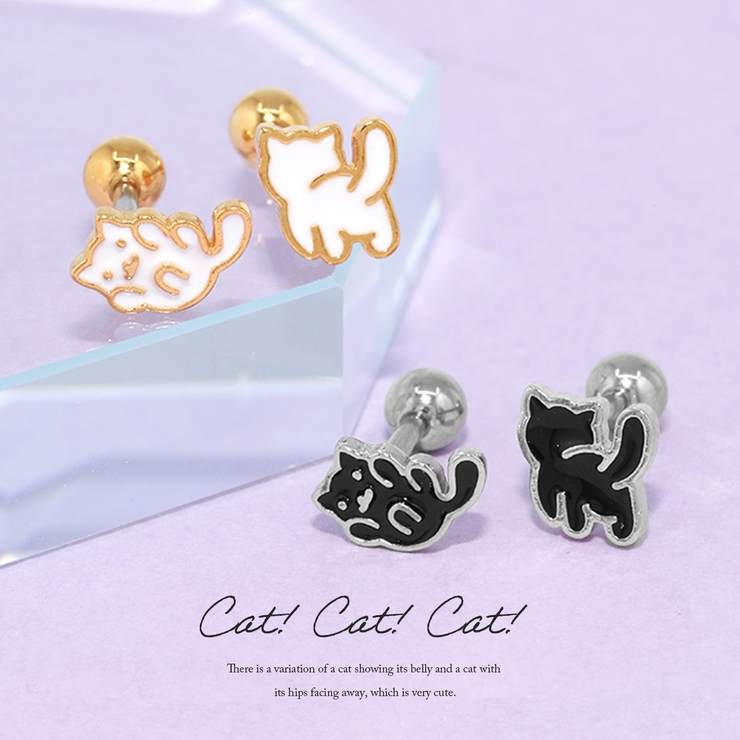 軟骨ピアス CAT猫動物ねこ ストレートバーベルボディピアス | ボディピアス専門店凛RIN | 詳細画像2 