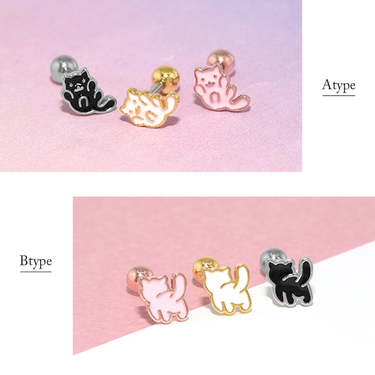 軟骨ピアス CAT猫動物ねこ ストレートバーベルボディピアス | ボディピアス専門店凛RIN | 詳細画像3 