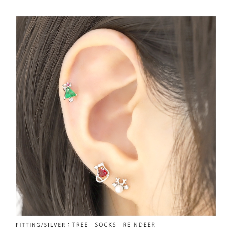 軟骨ピアス クリスマスジュエル ツリートナカイ靴下[品番
