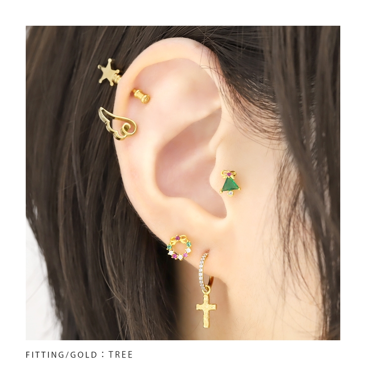 軟骨ピアス クリスマスジュエル ツリートナカイ靴下[品番：RINA0001927