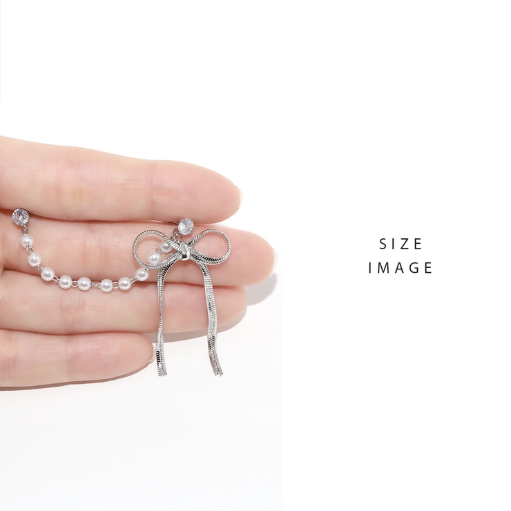 軟骨ピアス リボンパール チェーンキュービックジルコニア真珠ストレートバーベル2… | ボディピアス専門店凛RIN | 詳細画像7 