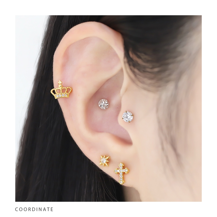 キャッチ クラウン王冠ジュエルジルコニアかわいいおしゃれ ボディピアス | ボディピアス専門店凛RIN | 詳細画像6 
