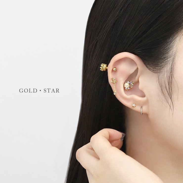 軟骨ピアス プチジュエル星ハートサークルキュービックジルコニア金アレ ボディピアス | ボディピアス専門店凛RIN | 詳細画像4