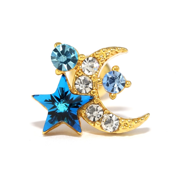 ゴールド | ボディピアス 月三日月ムーン 宇宙スター星 | ボディピアス専門店凛RIN