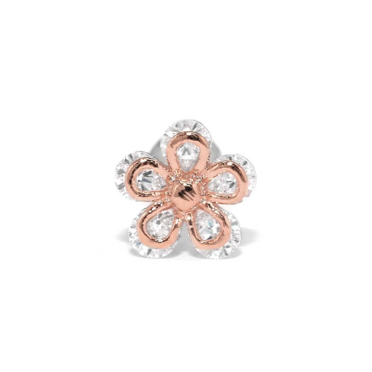 ピンクゴールド | 軟骨ピアス お花フラワー ジュエルキュービックジルコニア | ボディピアス専門店凛RIN