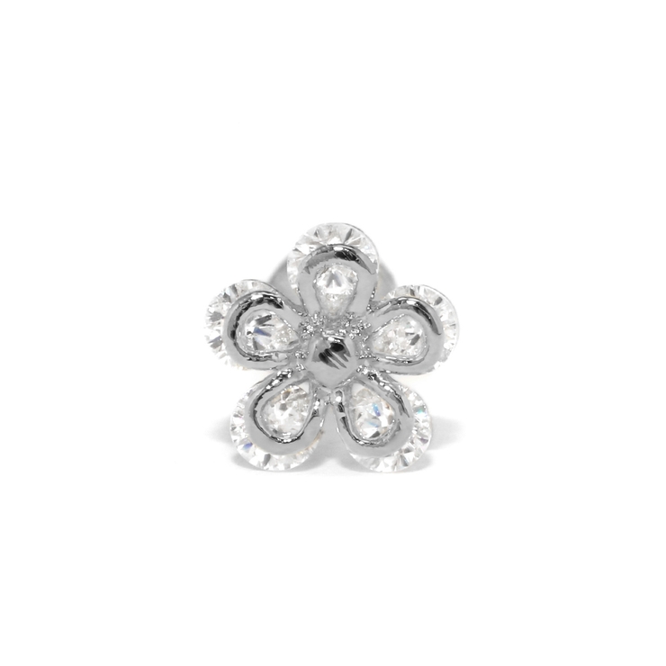 シルバー | 軟骨ピアス お花フラワー ジュエルキュービックジルコニア | ボディピアス専門店凛RIN