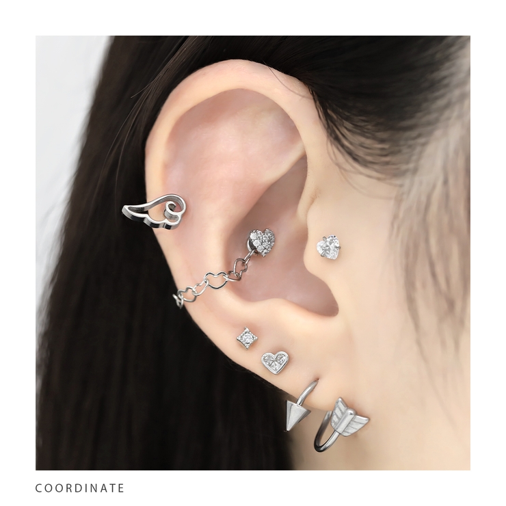 K Mページ キラキラリンゴピアス4個 ダイヤモンドがキラキラと輝く フラワーピアス│K10 Diamond