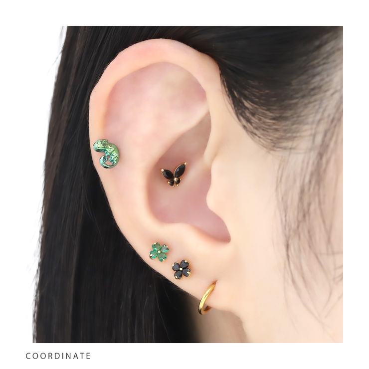 軟骨ピアス クローバー四つ葉ジュエルキュービックジルコニア
