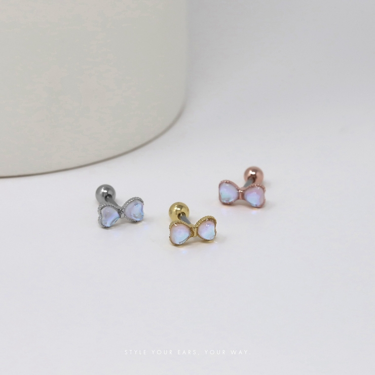 軟骨ピアス リボンオーロラぷっくり立体的可愛いバレエコア透明感 ボディピアス | ボディピアス専門店凛RIN | 詳細画像2 