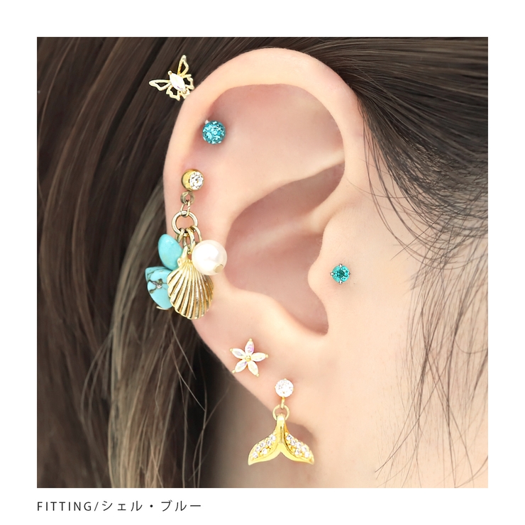 ターコイズ オニキス グラデーション ピアス ハワイ BellaAnela ターコイズ オニキス グラデーション ピアス ハワイ BellaAnela