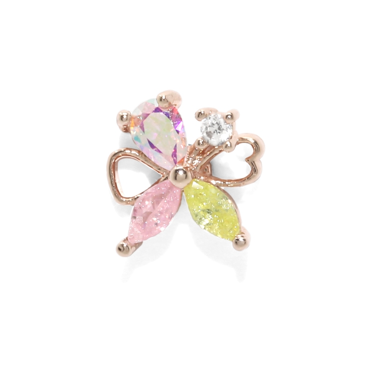 ピンクゴールド | 軟骨ピアス 花蝶リボン蝶々ちょうちょはなフラワージュエル上品 ボディピアス | ボディピアス専門店凛RIN