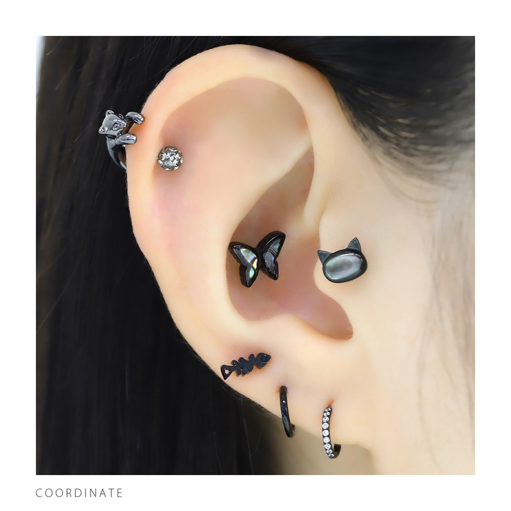 軟骨ピアス 猫ネコ天然シェル螺鈿アニマル動物かわいい ボディピアス | ボディピアス専門店凛RIN | 詳細画像7 