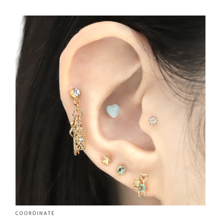 軟骨ピアス かわいい 鍵チャームジュエルkey | ボディピアス専門店凛RIN | 詳細画像5 