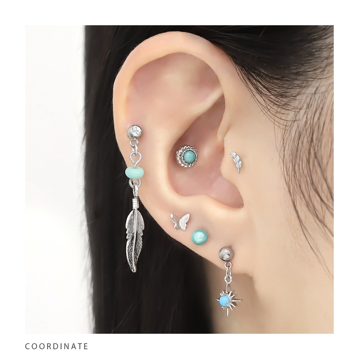 軟骨ピアス フェザー羽ターコイズエスニックネイティブ金属アレルギー ボディピアス | ボディピアス専門店凛RIN | 詳細画像4 