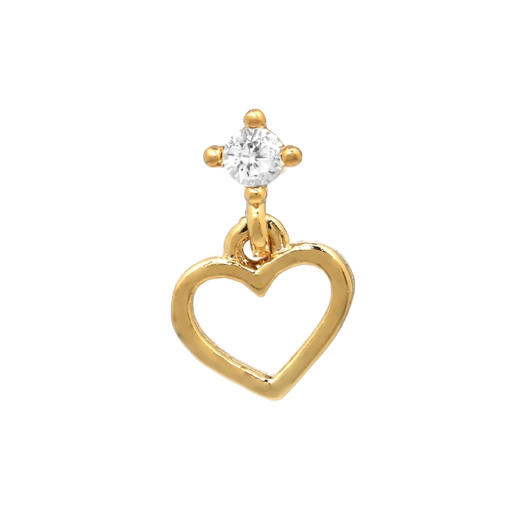 ゴールド | 軟骨ピアス ハートかわいいジュエルキュービックジルコニア ボディピアス | ボディピアス専門店凛RIN