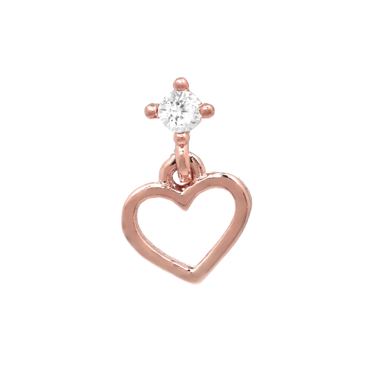 ピンクゴールド | 軟骨ピアス ハートかわいいジュエルキュービックジルコニア ボディピアス | ボディピアス専門店凛RIN