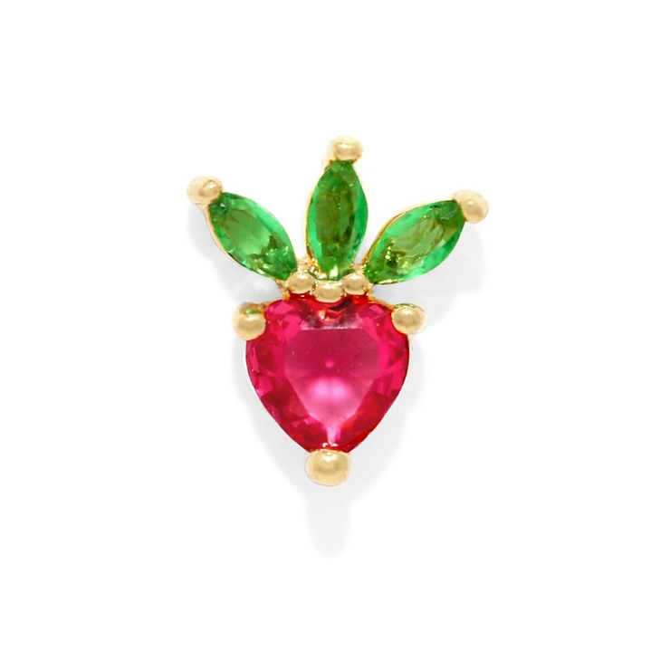 ゴールド/イチゴ | 軟骨ピアス 果物フルーツリンゴイチゴブドウいちごグレープジュエル ボディピアス | ボディピアス専門店凛RIN